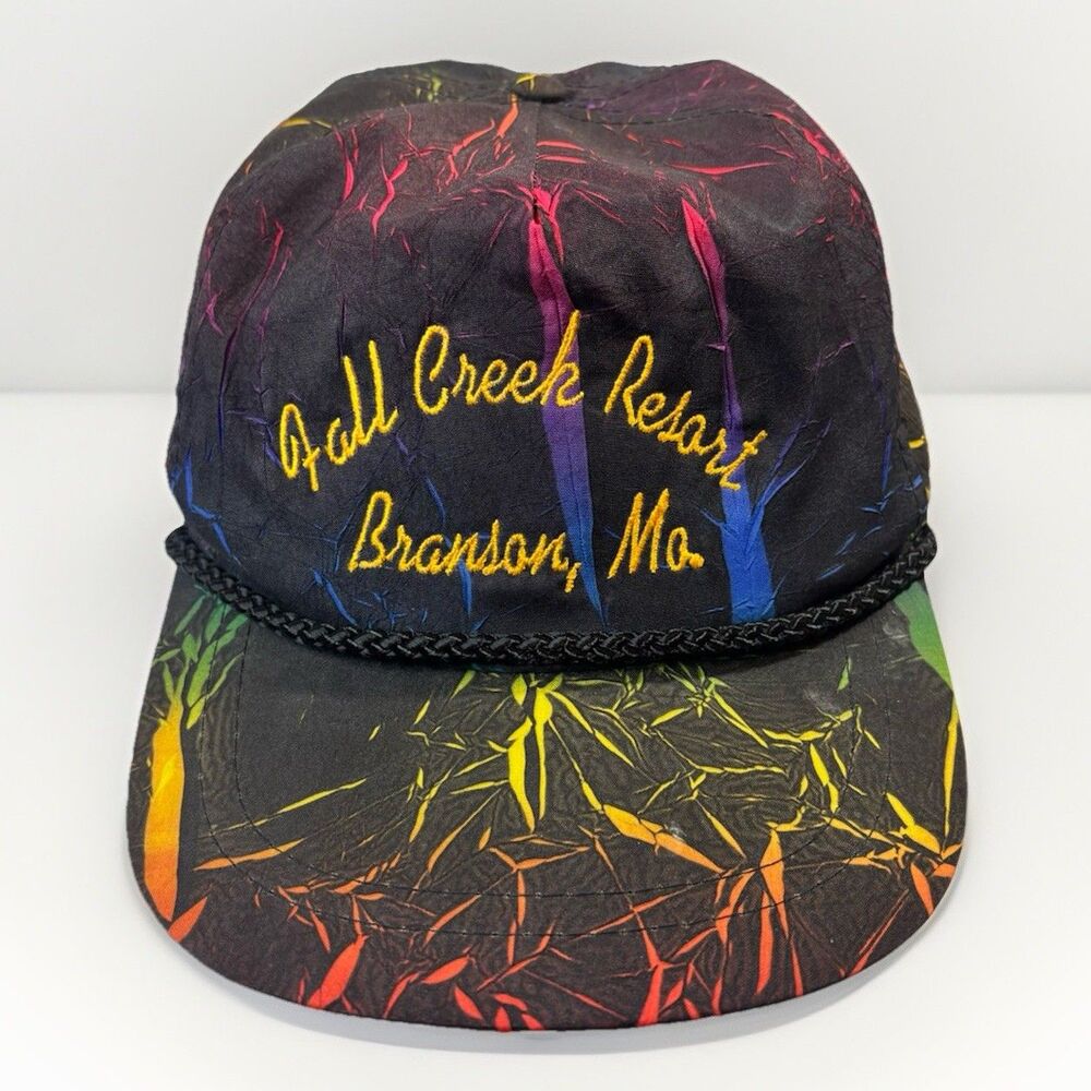 Vintage 90s Branson Missouri Rope Golf Hat Fall Creek Resort Splatter Snapback